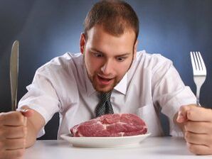 Vlees in het dieet van een man om de potentie te vergroten